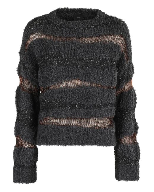 Pinko Black Metallic-Striped Long-Sleeves Sweater