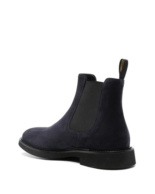 Doucal's Blue Almond-Toe Suede Chelsea Boots for men