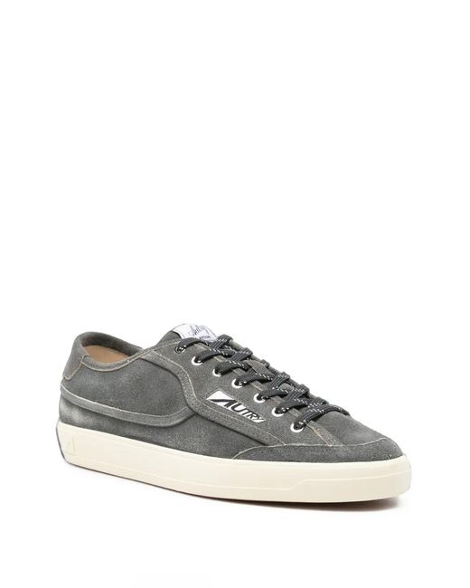 Autry Gray Windscape Low Logo-Patch Sneakers for men