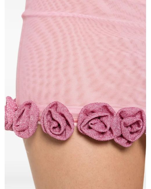 Oseree Pink Rose Trim Short Skirt