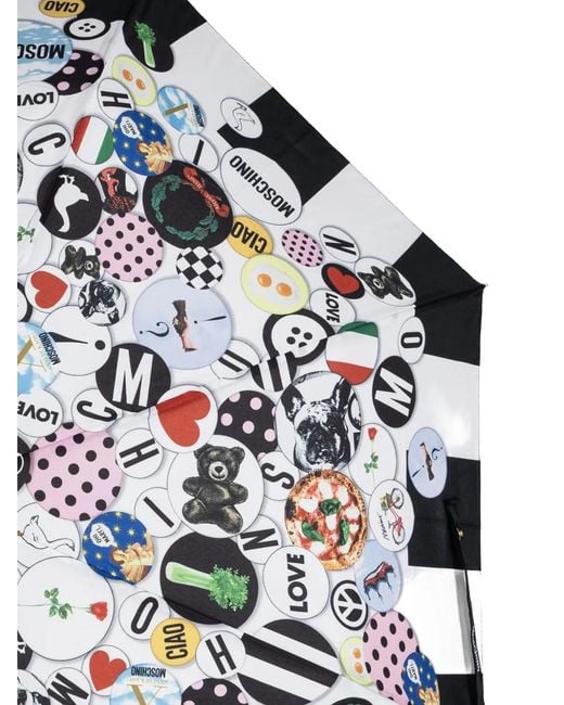 Moschino White Patterned-Border Printed Umbrella