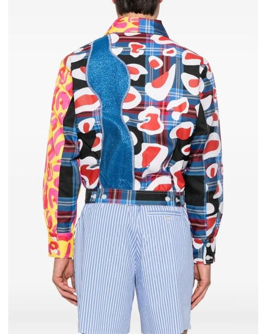 X Fred Perry Giacca Crop Con Design Patchwork Tartan di Charles Jeffrey da Uomo