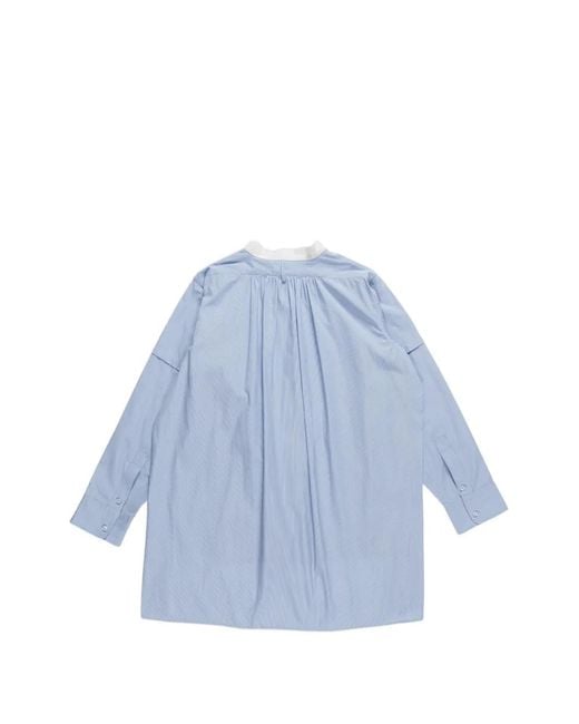 La Fetiche Blue Lou Striped Embroidered Blouse