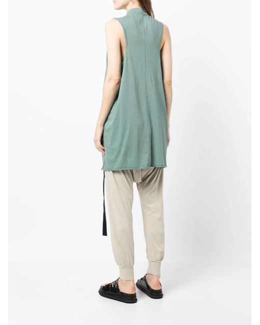 Rick Owens Green Panelled Crew-Neck Tank Top