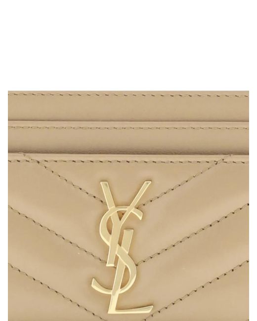 Saint Laurent Natural Quilted Logo Cardholder