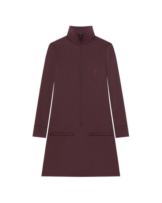 Courreges Purple Zipped Long-Sleeved Mini Dress