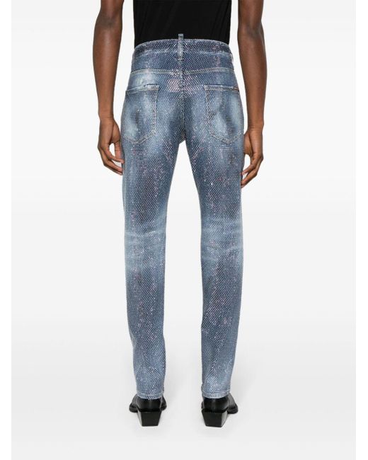 DSquared² Halbhohe Cool Guy Slim-Fit-Jeans mit Nieten in Blue für Herren