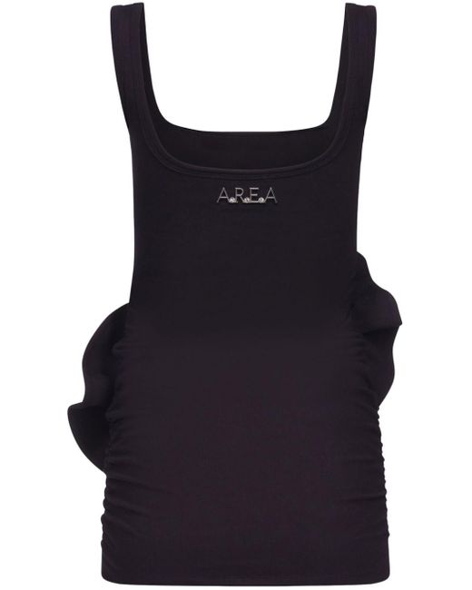 Area Mini-jurk Met Ruches En Bloemapplicatie in het Black