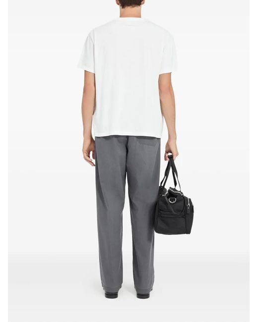 MM6 by Maison Margiela White Round-Neck Graphic T-Shirt for men