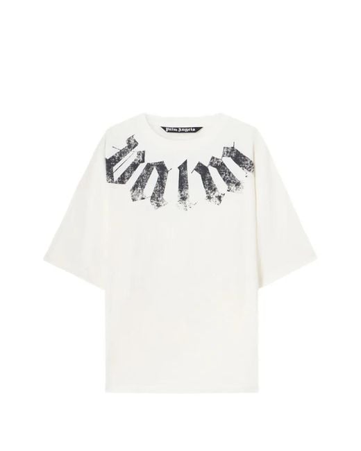 Palm Angels White T-Shirt Logo for men