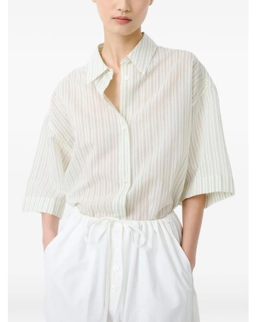Studio Nicholson White Merle Point-Collar Striped Shirt