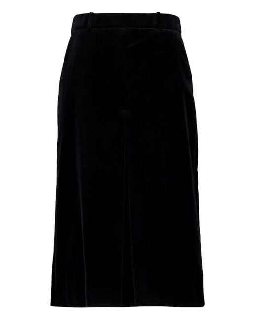 Saint Laurent Black Midirock aus Samt mit Falten