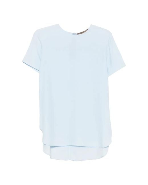 SIMONA CORSELLINI Blue Crew-Neck Blouse