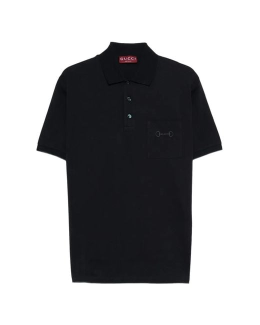 Gucci Black Cotton Polo Shirt for men