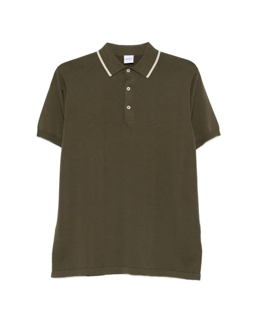 Aspesi Green Contrast-Collar Knit Polo Shirt for men
