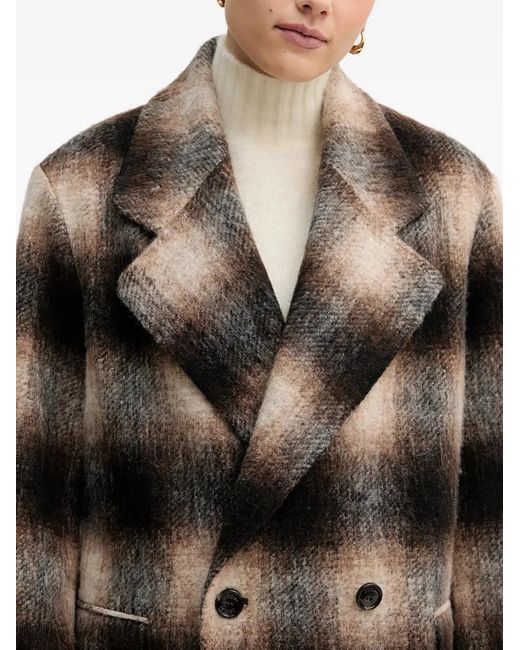 Joop! Natural Double-Breasted Checked Coat