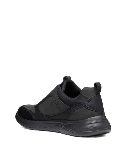 Geox Black Slip-On Panelled Trainers for men