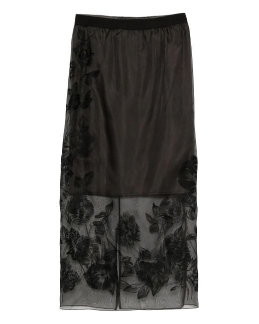 Liviana Conti Black Floral-Motif Skirt