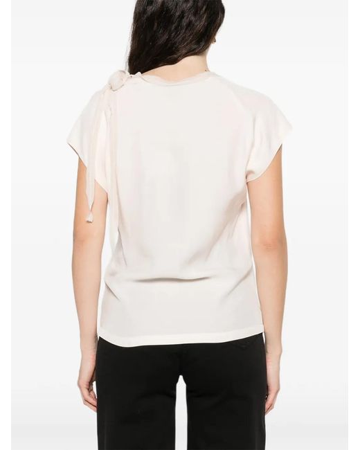 Pinko White T-Shirt With Side Bow On The Neck