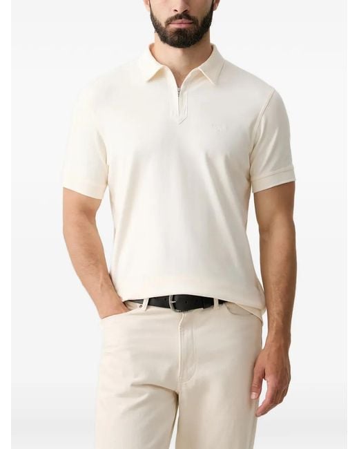 Barbour White Crakehall Zip-Fastening Cotton Polo Shirt for men