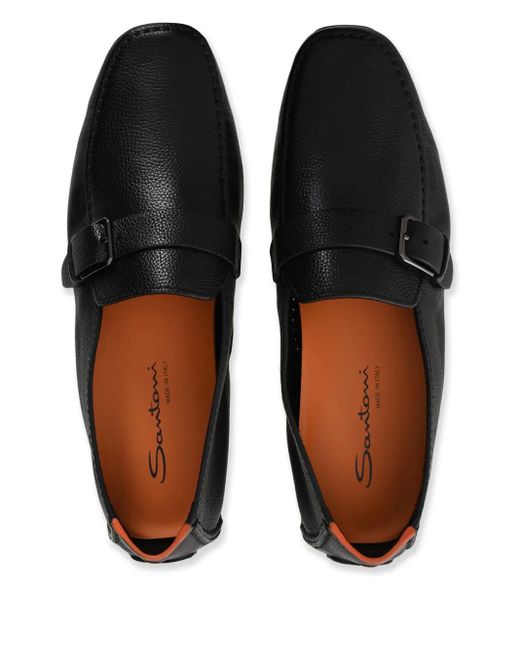 Santoni Black Hamel Loafers for men