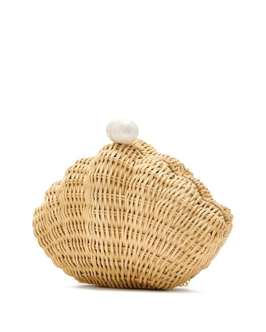 Poolside Natural Mini Shell-Shaped Clutch