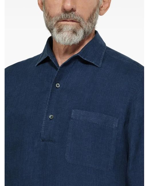 Zegna Blue Oasi Lino Shirt for men