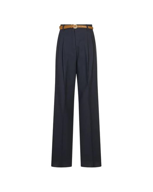 Max Mara Blue Adunco Belted Cotton Trousers