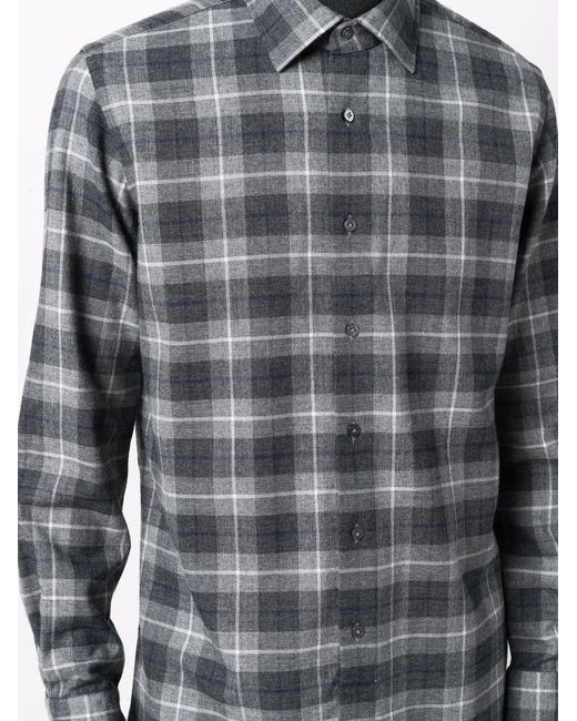 Xacus Gray Plaid-Check Print Shirt for men