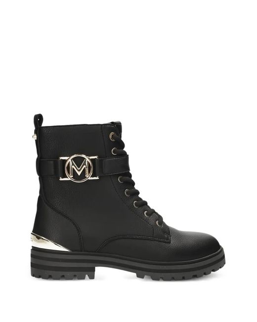 Mexx Black Logo-Plaque Lace-Up Ankle Boots