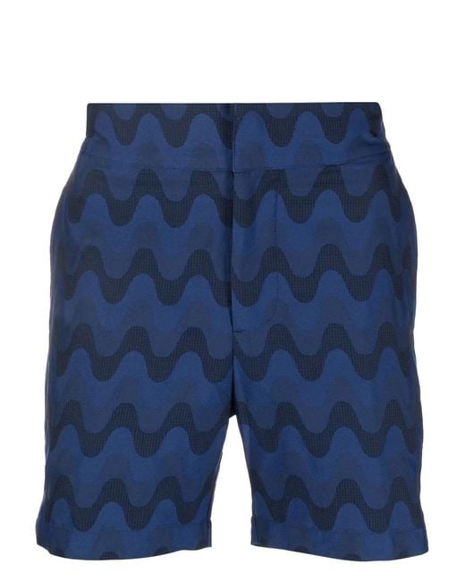 Frescobol Carioca Blue Tailored Jacquard Copacabana Swim Shorts for men