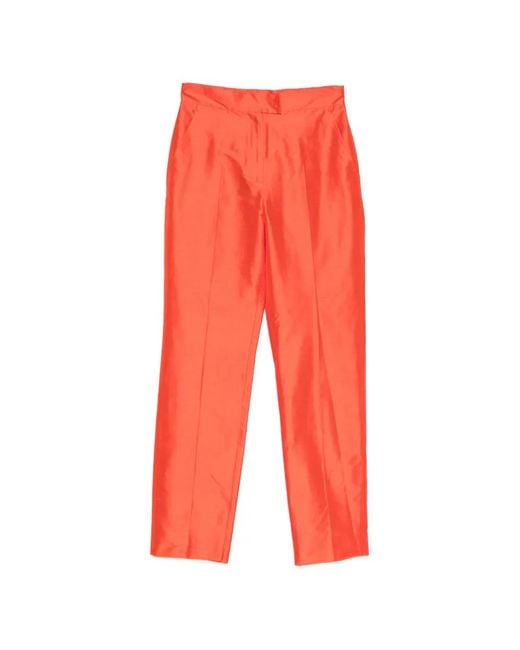 Max Mara Red Pressed-Crease Trousers