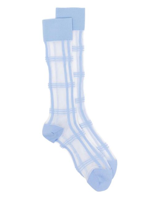 Stine Goya Blue Checked Sheer Socks