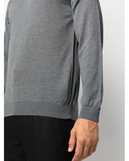 Boss Gray Roll Neck Wool Sweatshirt for men