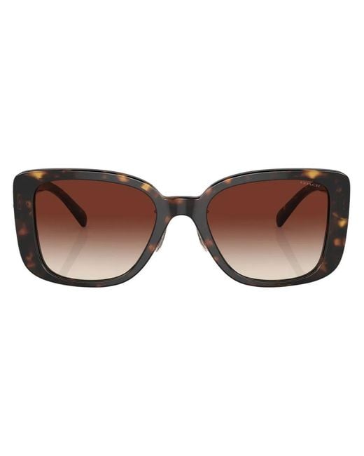 COACH Brown Tortoiseshell-Effect Square-Frame Sunglasses