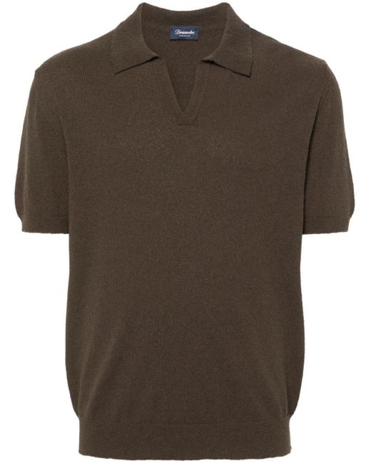 Drumohr Brown Knitted Polo Shirt for men