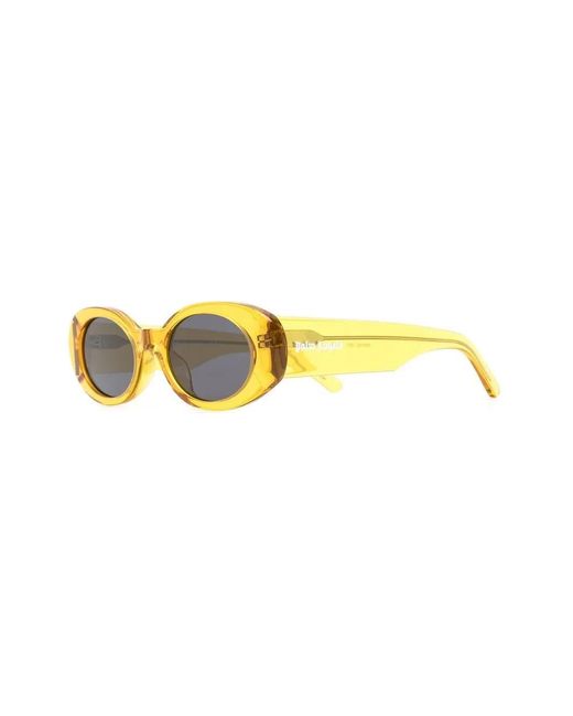 Palm Angels Yellow Spirit Oval-Frame Sunglasses