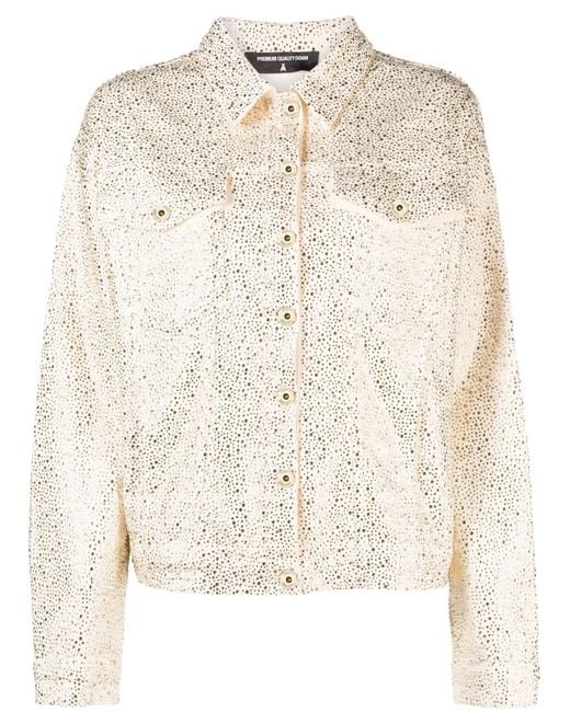 Patrizia Pepe Natural Crystal-Embellished Denim Jacket
