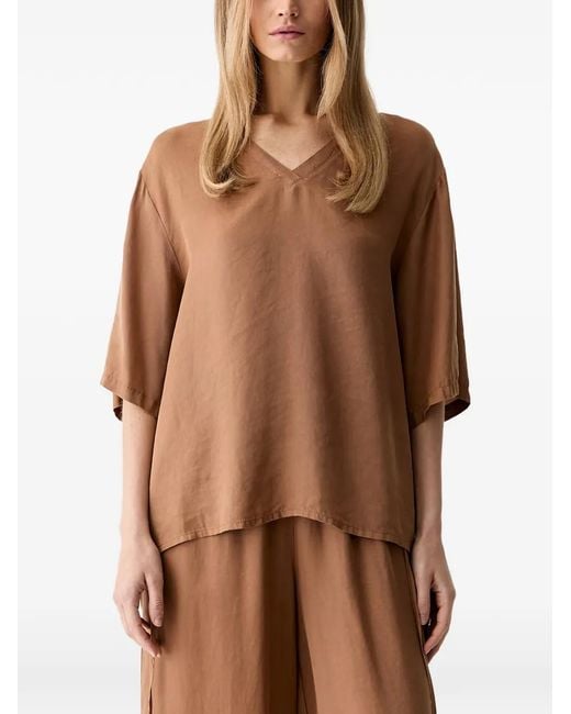 ViCOLO Brown V-Neck Short-Sleeve T-Shirt