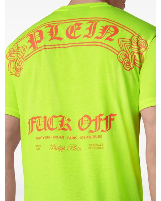 Philipp Plein Green Logo-Print Round-Neck T-Shirt for men