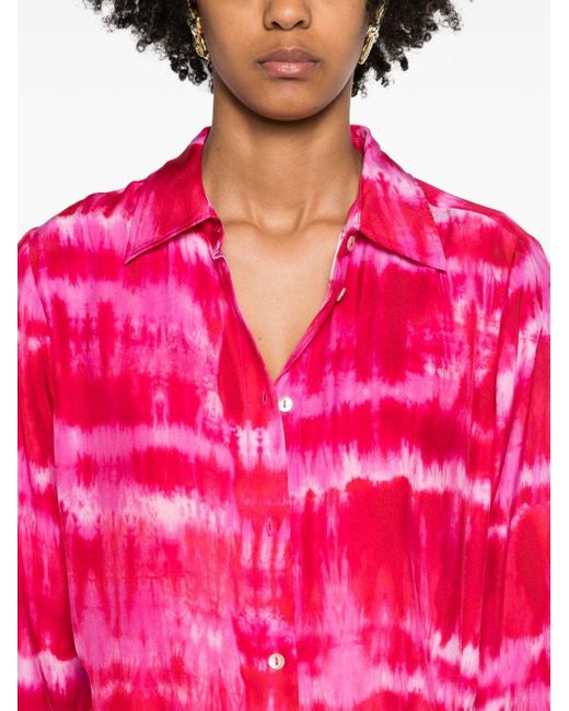 Robe-chemise en soie à imprimé tie dye P.A.R.O.S.H. en coloris Pink