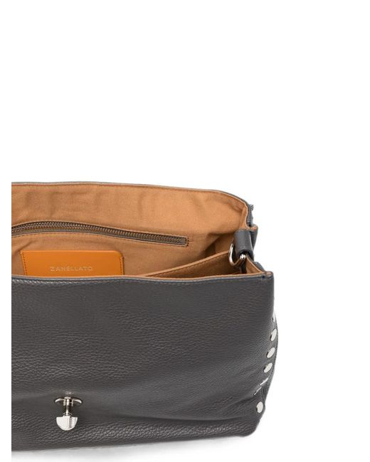 Zanellato Gray Medium Postina Stud-Embellished Leather Tote Bag