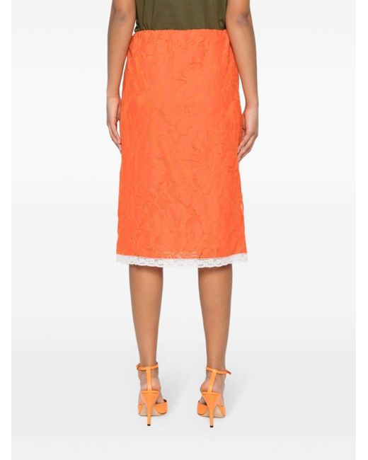 Falda midi con apliques florales N°21 de color Orange