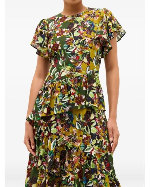 Marie Oliver Green Quinby Midikleid Mit Blumen Im Layering-Look