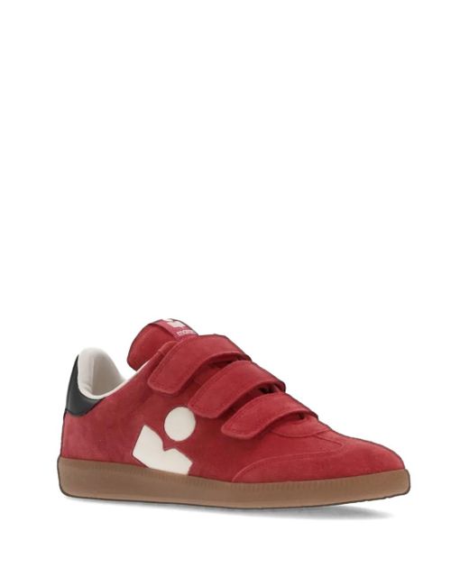 Isabel Marant Red Beth Touch-Strap Suede Sneakers
