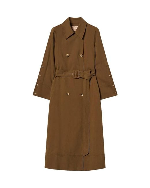 Twinset Brown Cotton-Blend Gabardine Trench Coat