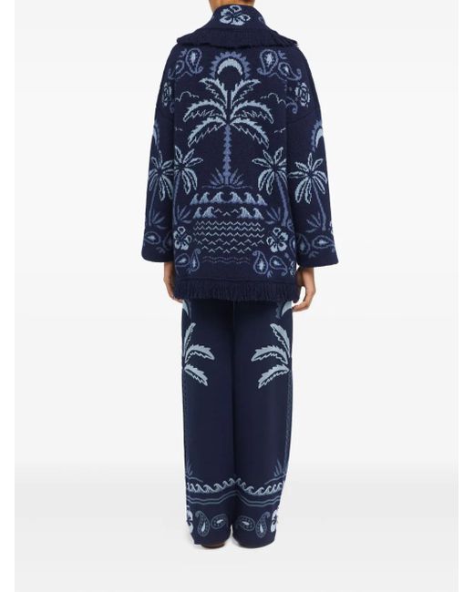 Palm-tree fringed cardigan Alanui de color Blue