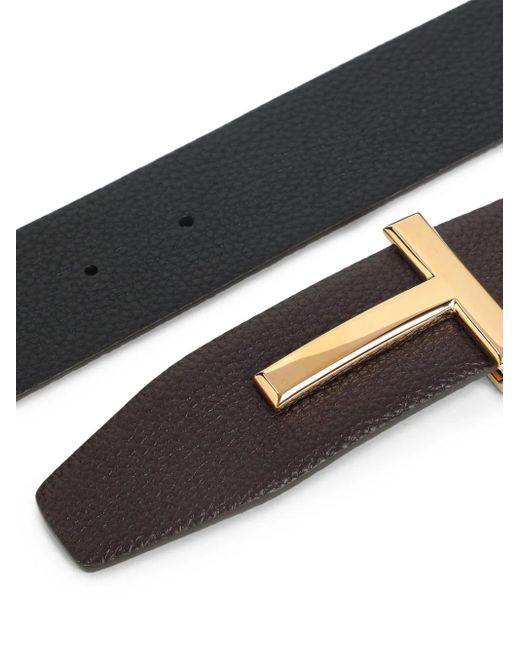 Tom Ford White Leather T-Buckle Belt for men