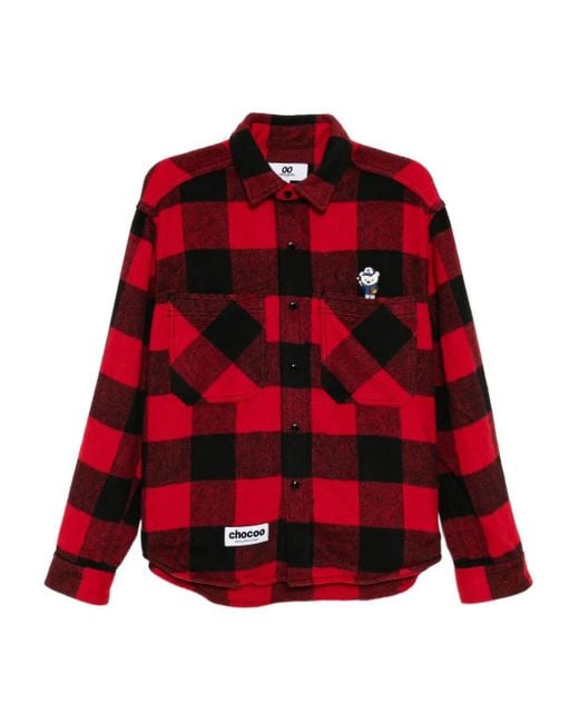 Chocoolate Checked Bear-Embroidered Jacket for men