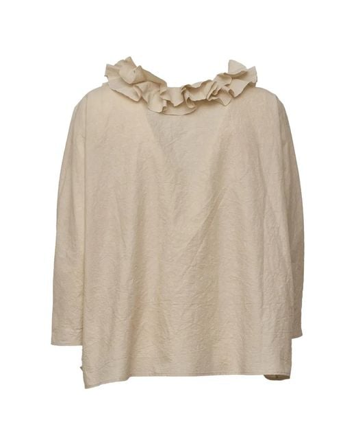 Apuntob Natural Ruffled-Collar Blouse